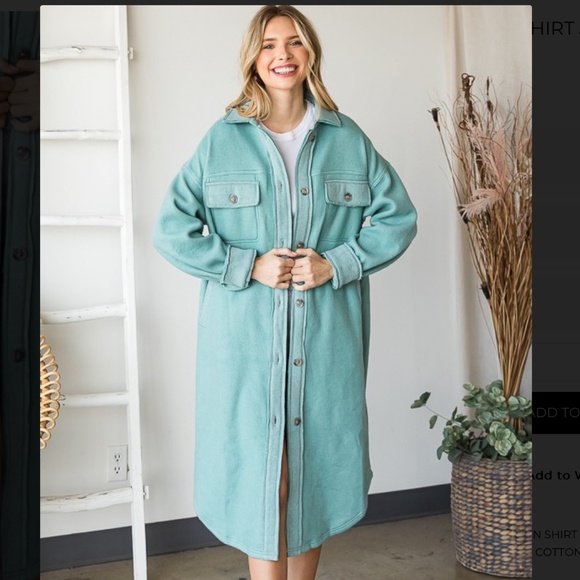 OLI & HALI “ May “ Oli and Hali Long Button Down Shirt Shacket with Pockets 22 - Picture 2 of 5